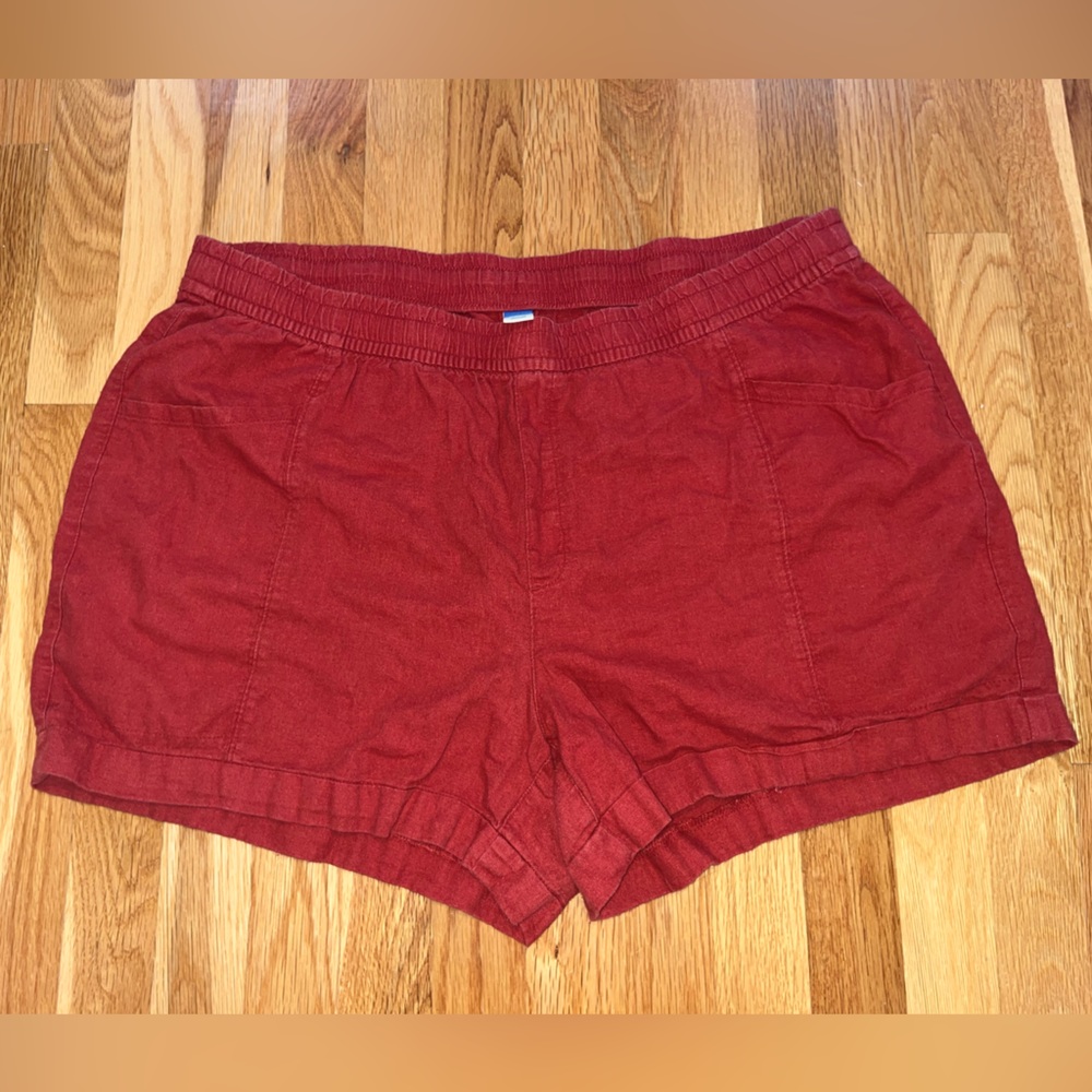 Burnt Red Linen Shorts